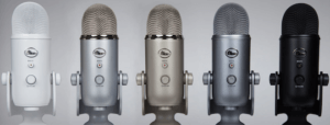 blue yeti in 5 different colors