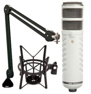 rode podcaster kit with boom arm and shock mount