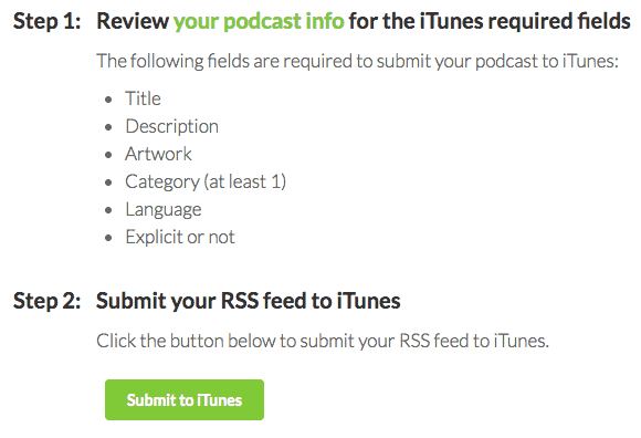 buzzsprout submit to itunes