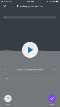 anchor ios app swipe to add background tracks to recording