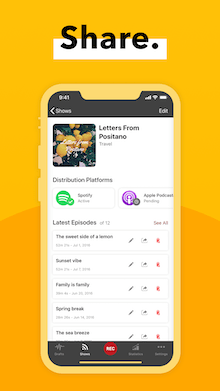 Spreaker share mobile app mockup