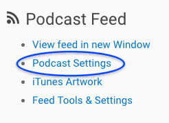 Blubrry dashboard podcast feed settings