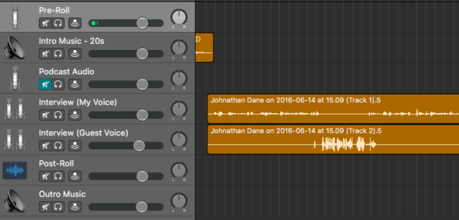 remote interview tracks in garageband