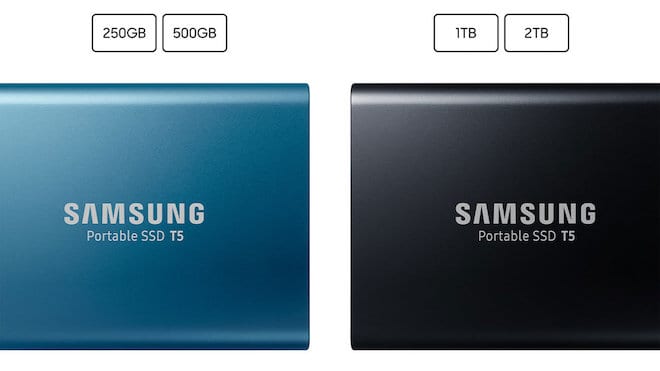 Samsung T5 external SSD colors and sizes