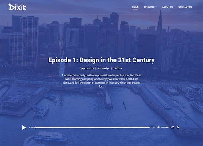 Dixie podcaster wordpress theme homepage