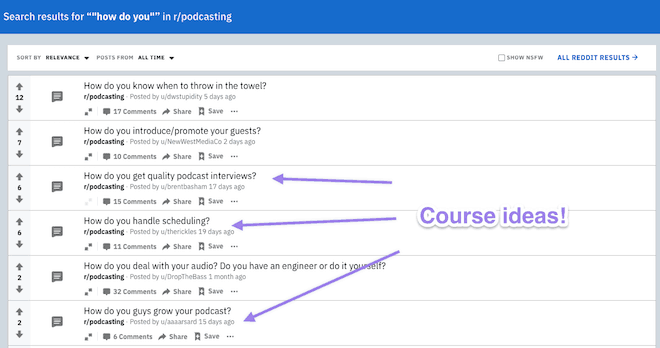 reddit course ideas