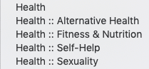 health itunes podcast categories