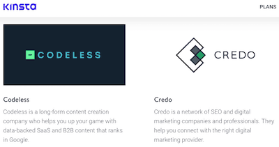 Kinsta Partners: Codeless & Credo